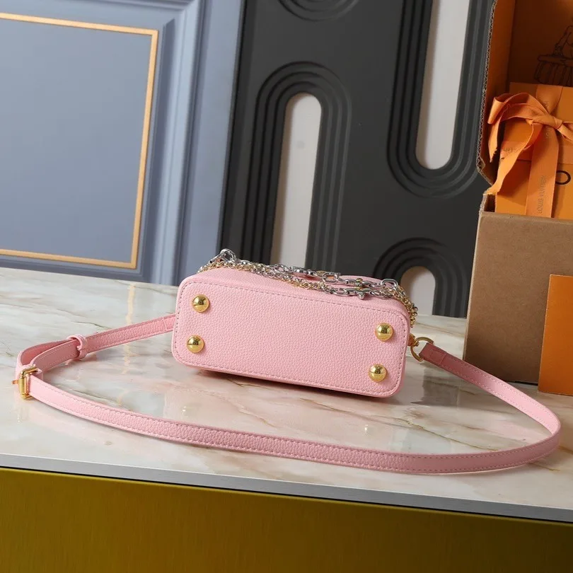 Louis Vuitton Capucines Mini Top Handle Bag / Light Pink Silver/ Gold Hardware - Image 4