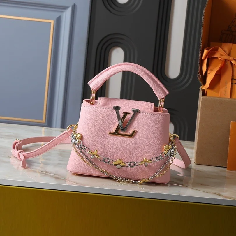 Alternative view of Louis Vuitton Capucines Mini Top Handle Bag / Light Pink Silver/ Gold Hardware