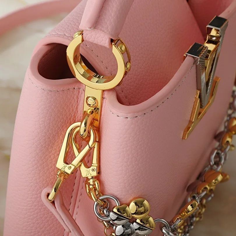 Louis Vuitton Capucines Mini Top Handle Bag / Light Pink Silver/ Gold Hardware - Image 7