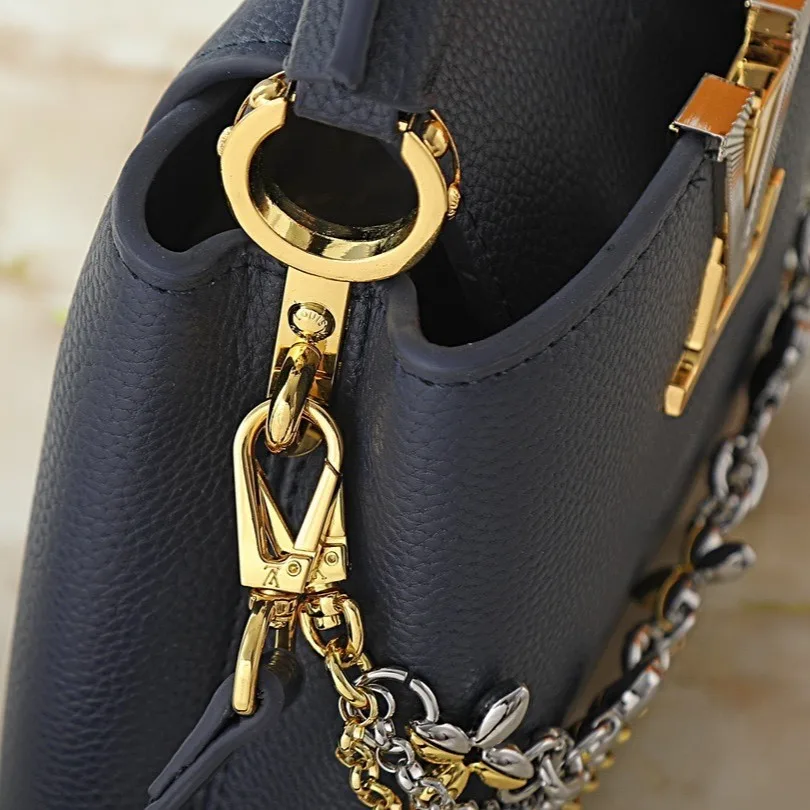 Louis Vuitton Capucines Mini Top Handle Bag / Navy Blue Silver/ Gold Hardware - Image 7