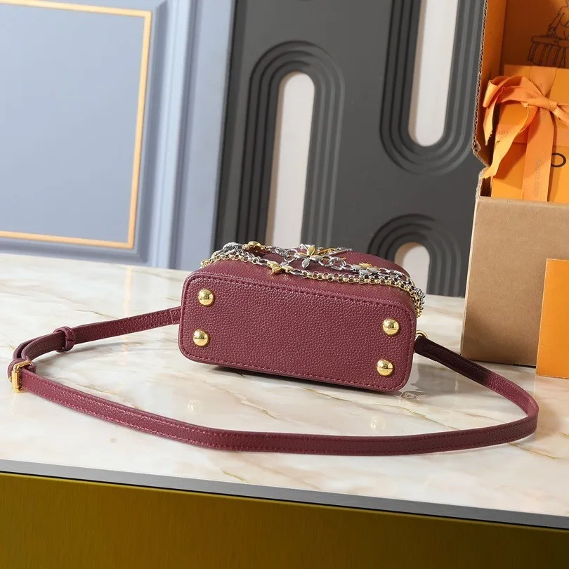 Louis Vuitton Capucines Mini Top Handle Bag / Plum Purple Silver/ Gold Hardware - Image 6