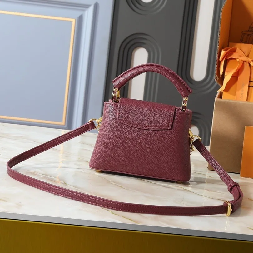 Louis Vuitton Capucines Mini Top Handle Bag / Plum Purple Silver/ Gold Hardware - Image 4
