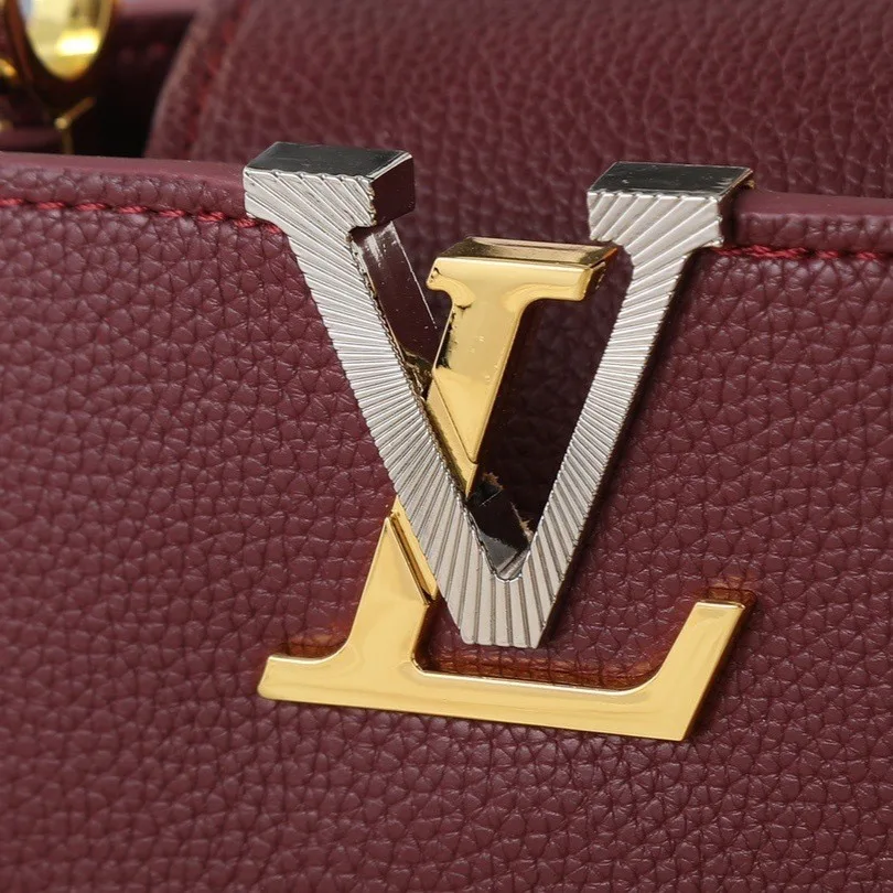 Louis Vuitton Capucines Mini Top Handle Bag / Plum Purple Silver/ Gold Hardware - Image 9