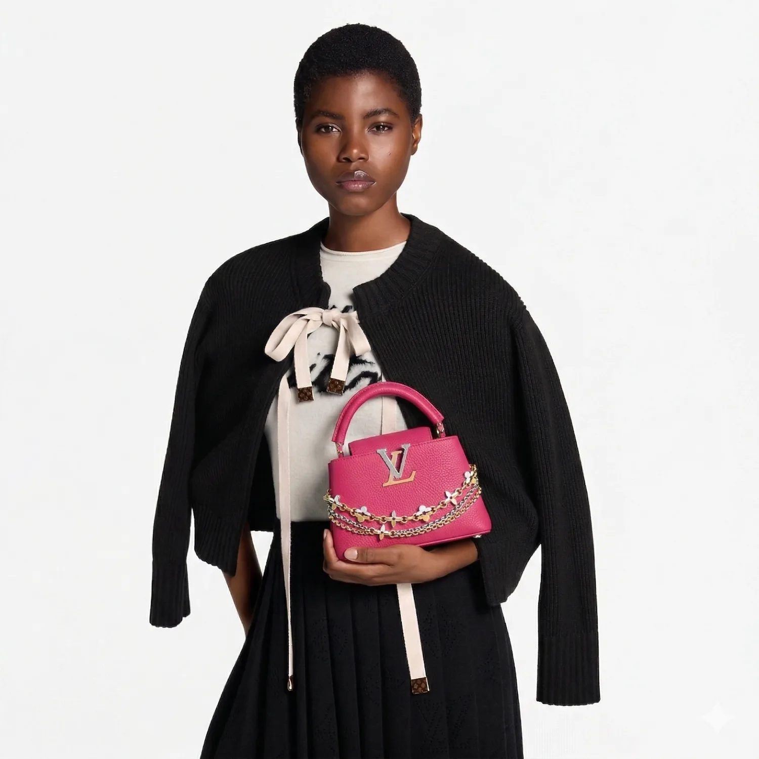 Alternative view of Louis Vuitton Capucines Mini Top Handle Bag / Raspberry Silver/ Gold Hardware