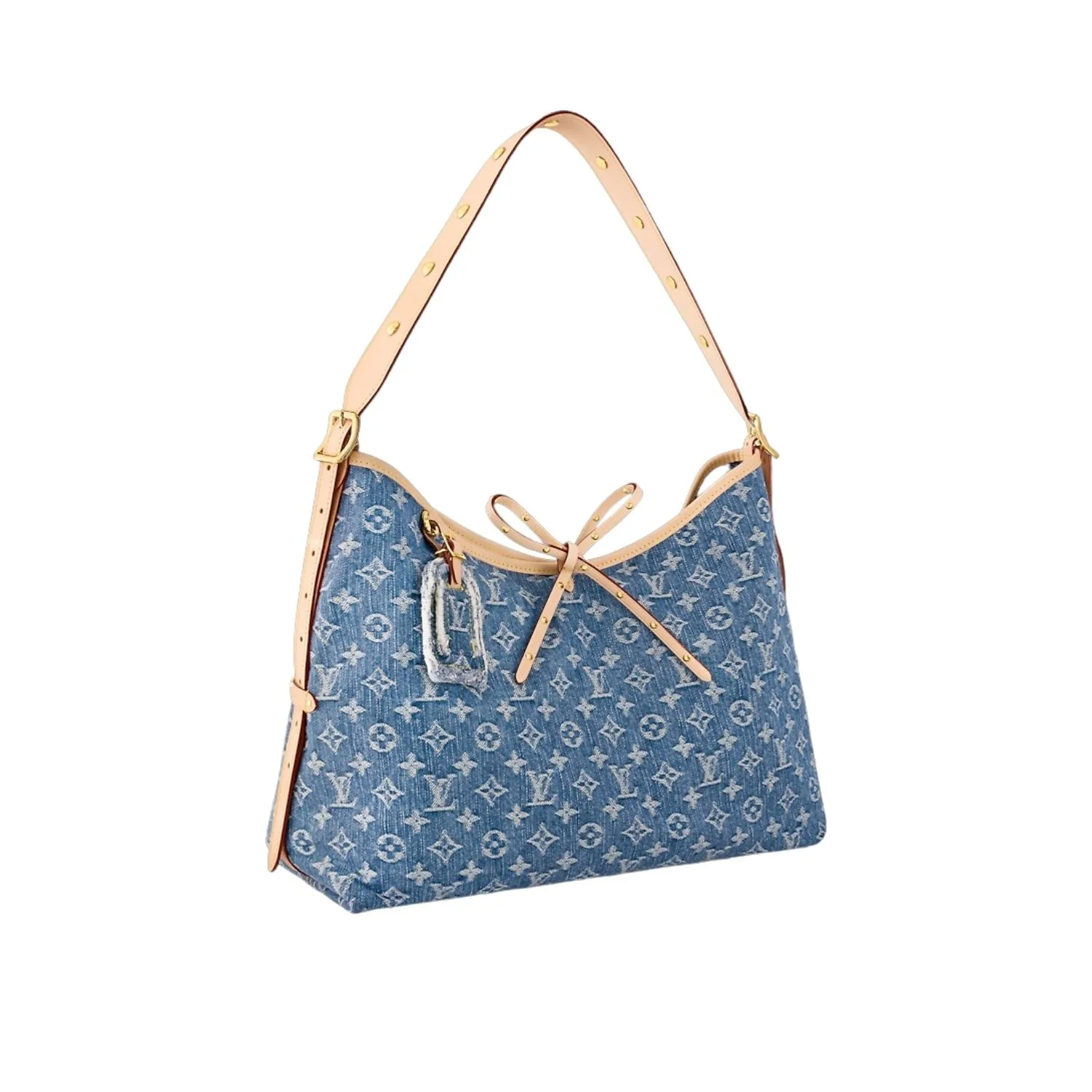 Alternative view of Louis Vuitton CarryAll MM Shoulder Bag / Blue Denim Gold Hardware