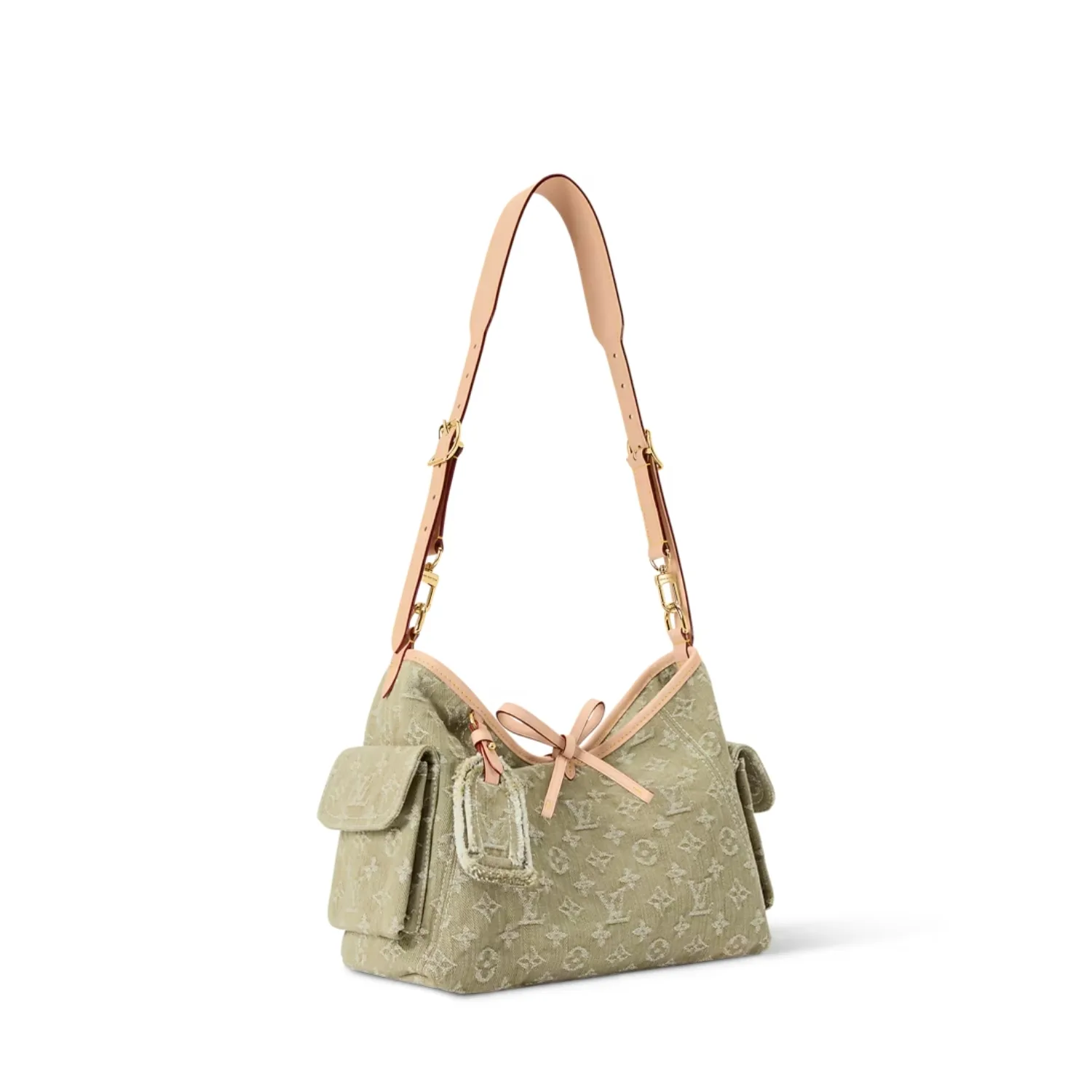 Louis Vuitton Carryall Cargo PM Shoulder Bag / Khaki Denim Gold Hardware - Image 3