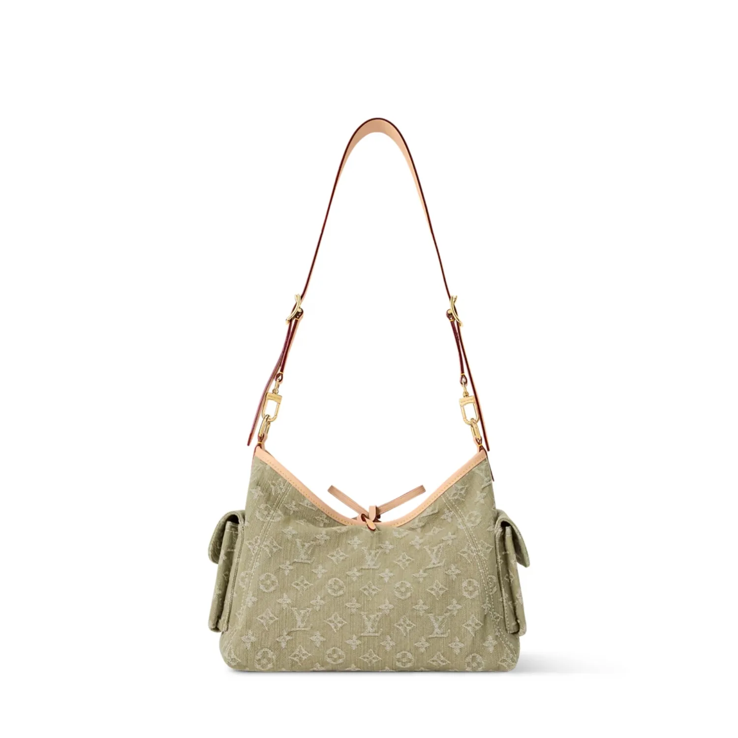 Louis Vuitton Carryall Cargo PM Shoulder Bag / Khaki Denim Gold Hardware - Image 4