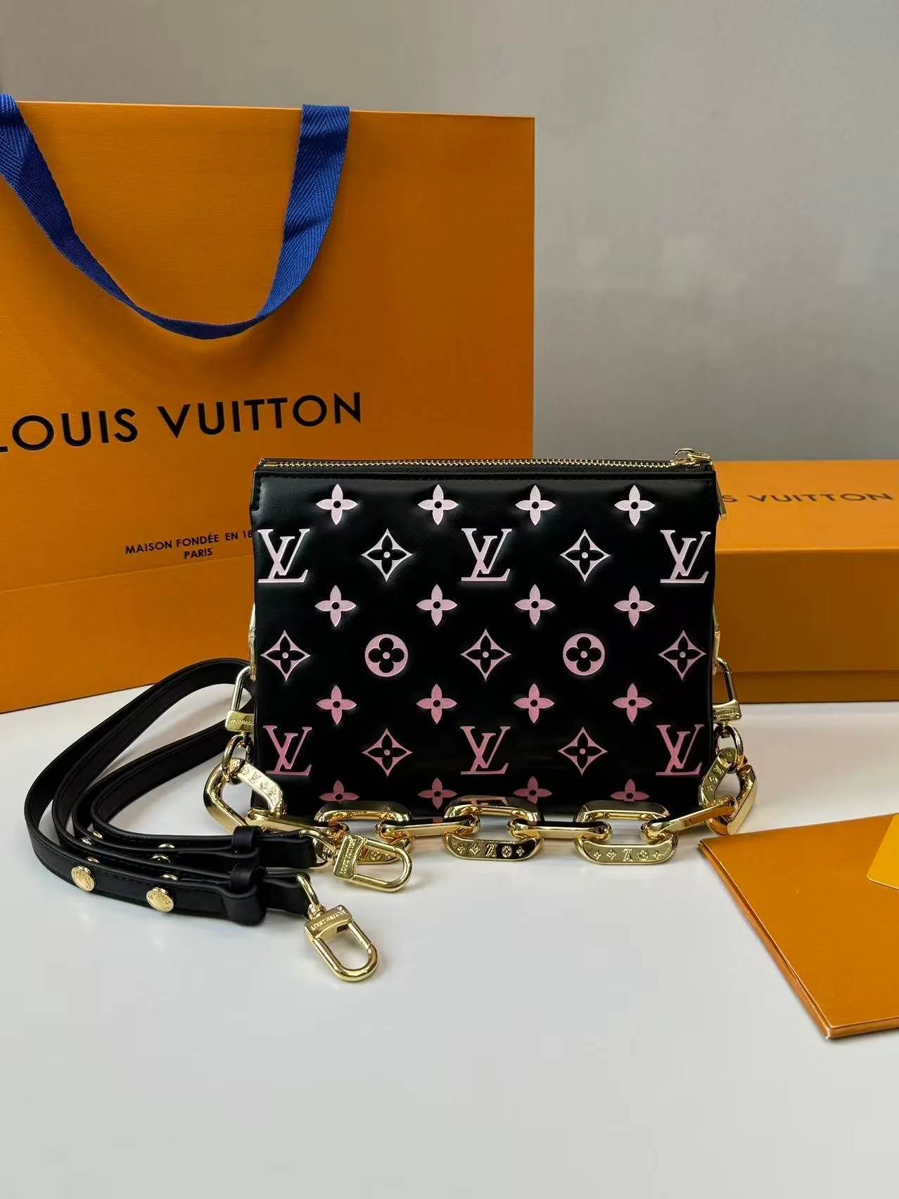 Alternative view of Louis Vuitton Coussin BB Shoulder Bag / Black/Pink Gold Hardware
