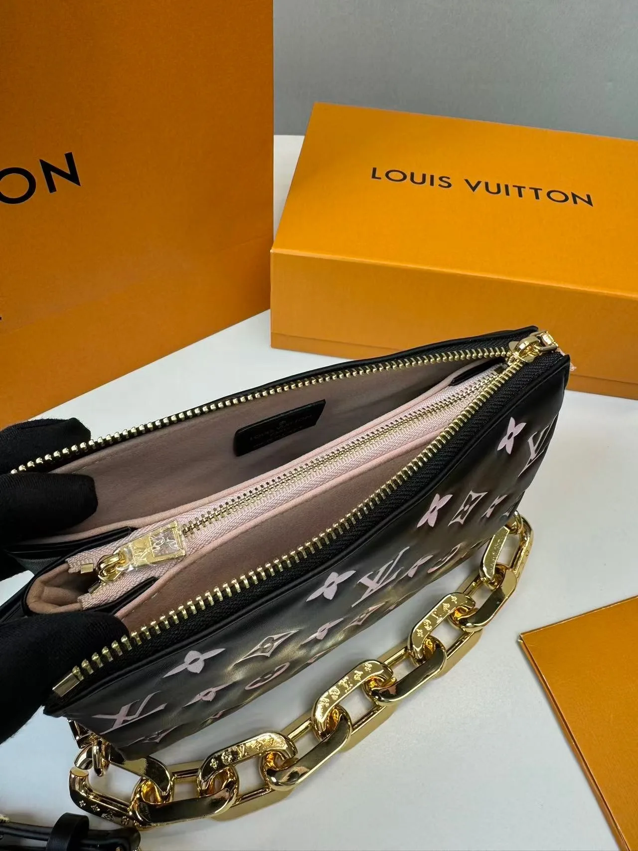 Louis Vuitton Coussin BB Shoulder Bag / Black/Pink Gold Hardware - Image 6
