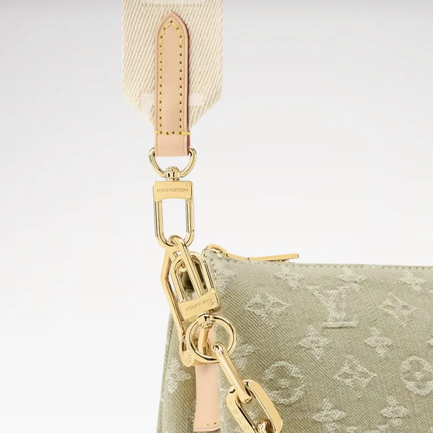 Louis Vuitton Coussin PM Shoulder Bag / Khaki Denim Gold Hardware - Image 6