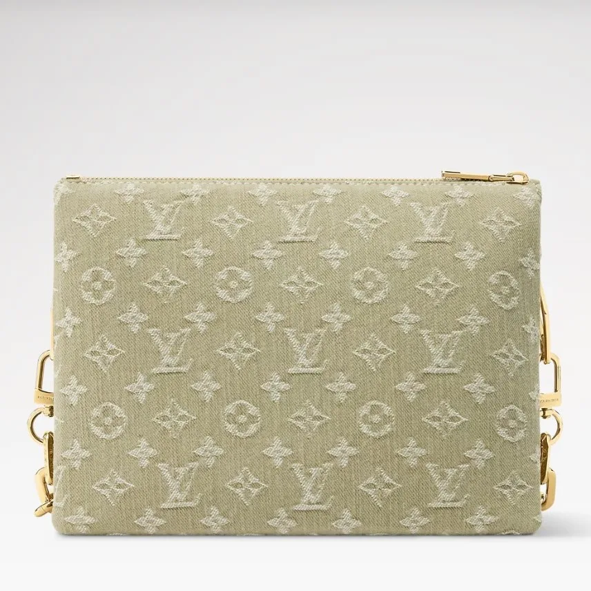 Louis Vuitton Coussin PM Shoulder Bag / Khaki Denim Gold Hardware - Image 4