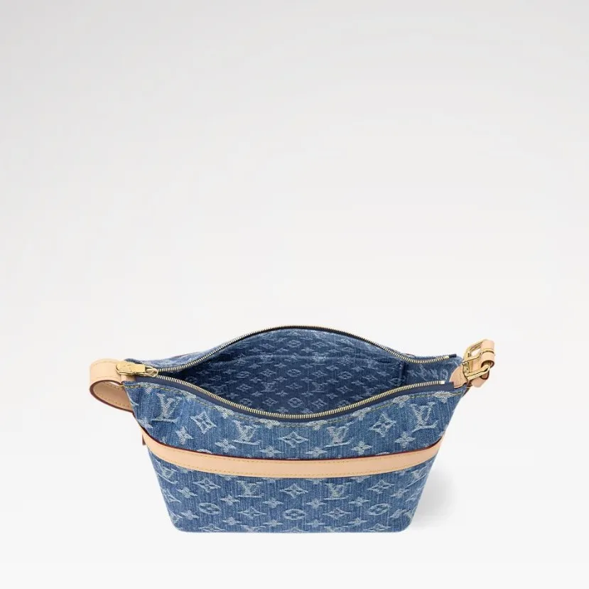 Louis Vuitton Cruiser Toiletry Top Handle Bag / Blue Denim Gold Hardware - Image 5