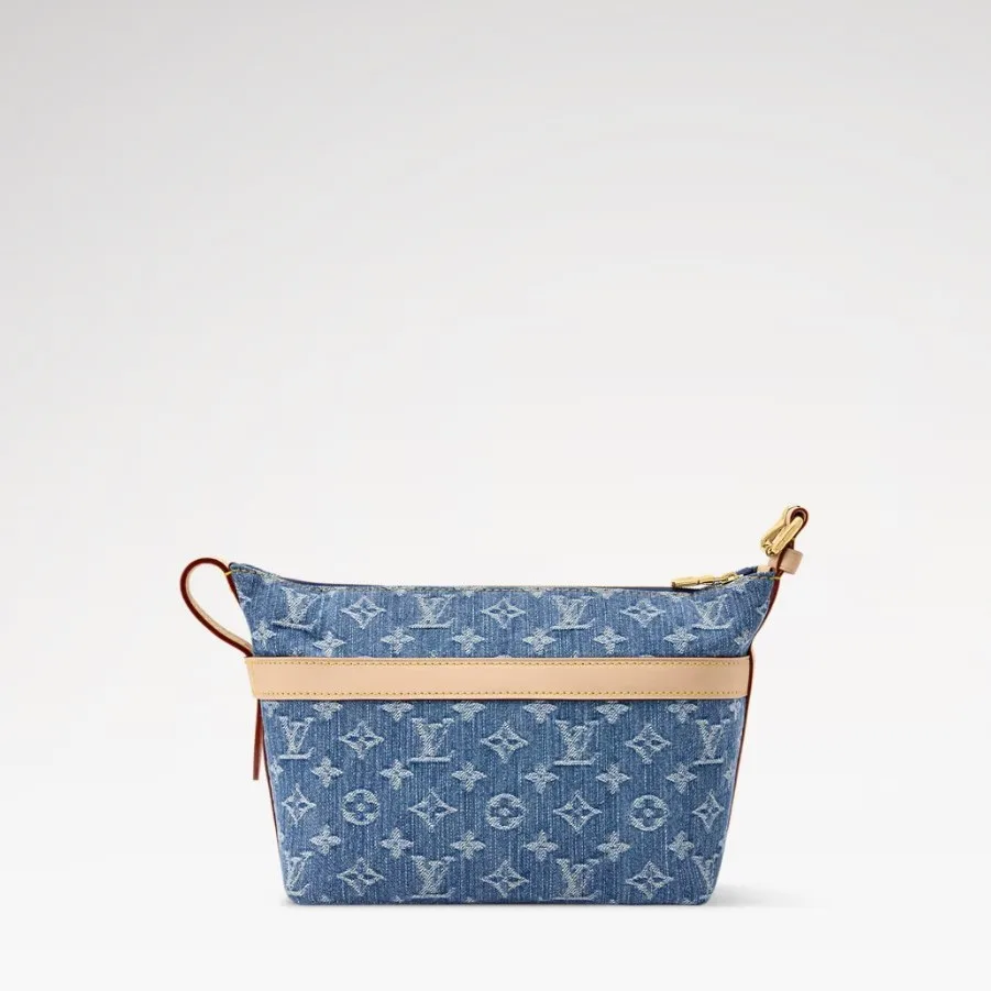 Louis Vuitton Cruiser Toiletry Top Handle Bag / Blue Denim Gold Hardware - Image 7