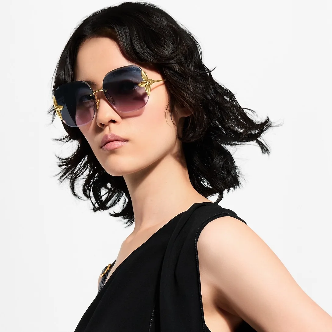Alternative view of Louis Vuitton Flower Edge Metal Square Sunglasses Gradient Blue
