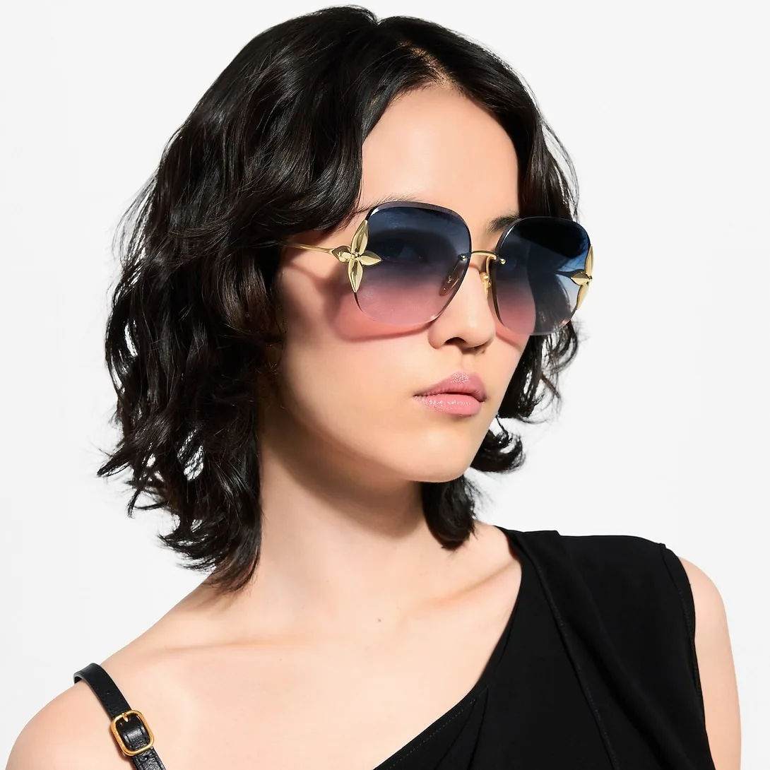 Louis Vuitton Flower Edge Metal Square Sunglasses Gradient Blue - Image 3