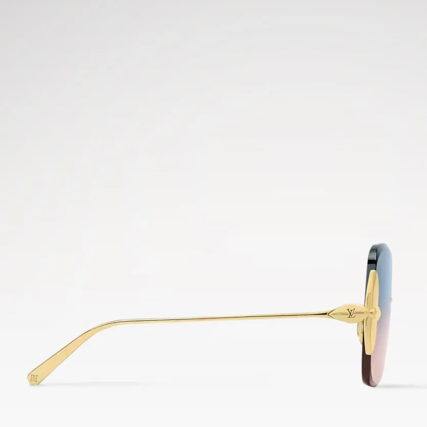 Louis Vuitton Flower Edge Metal Square Sunglasses Gradient Blue - Image 4