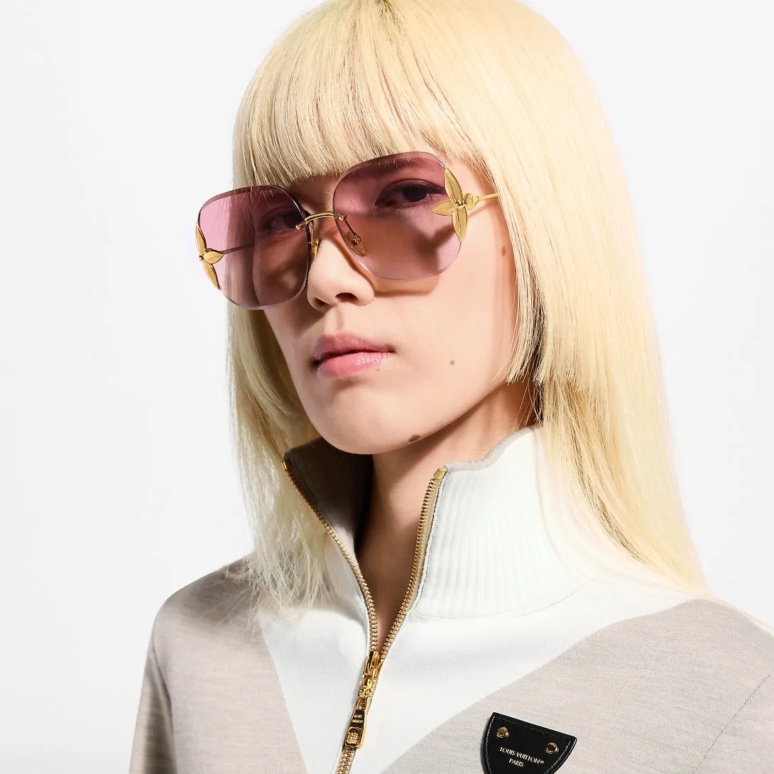Louis Vuitton Flower Edge Metal Square Sunglasses Pink - Image 3