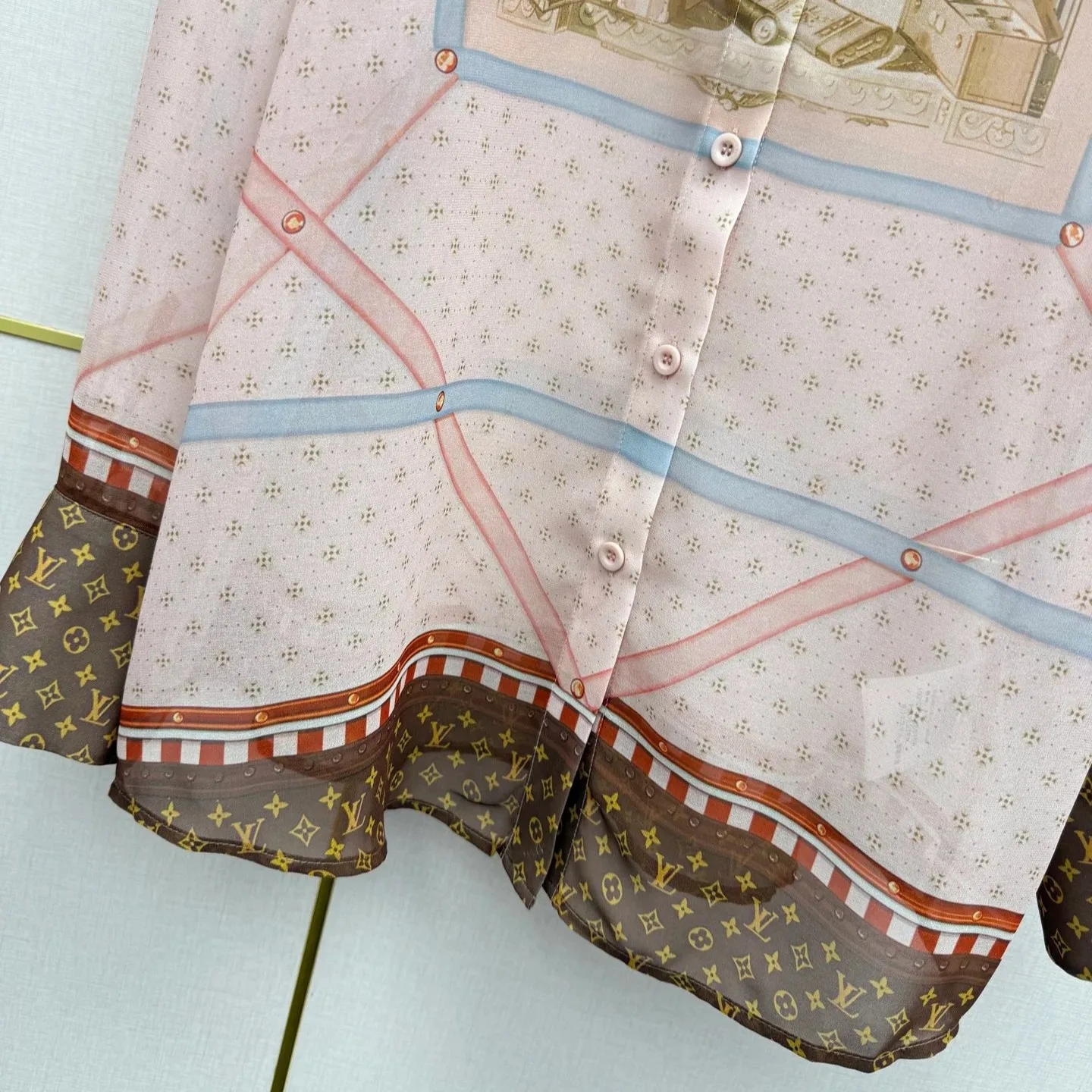 Louis Vuitton Heritage Travel Print Blouse Pink - Image 6