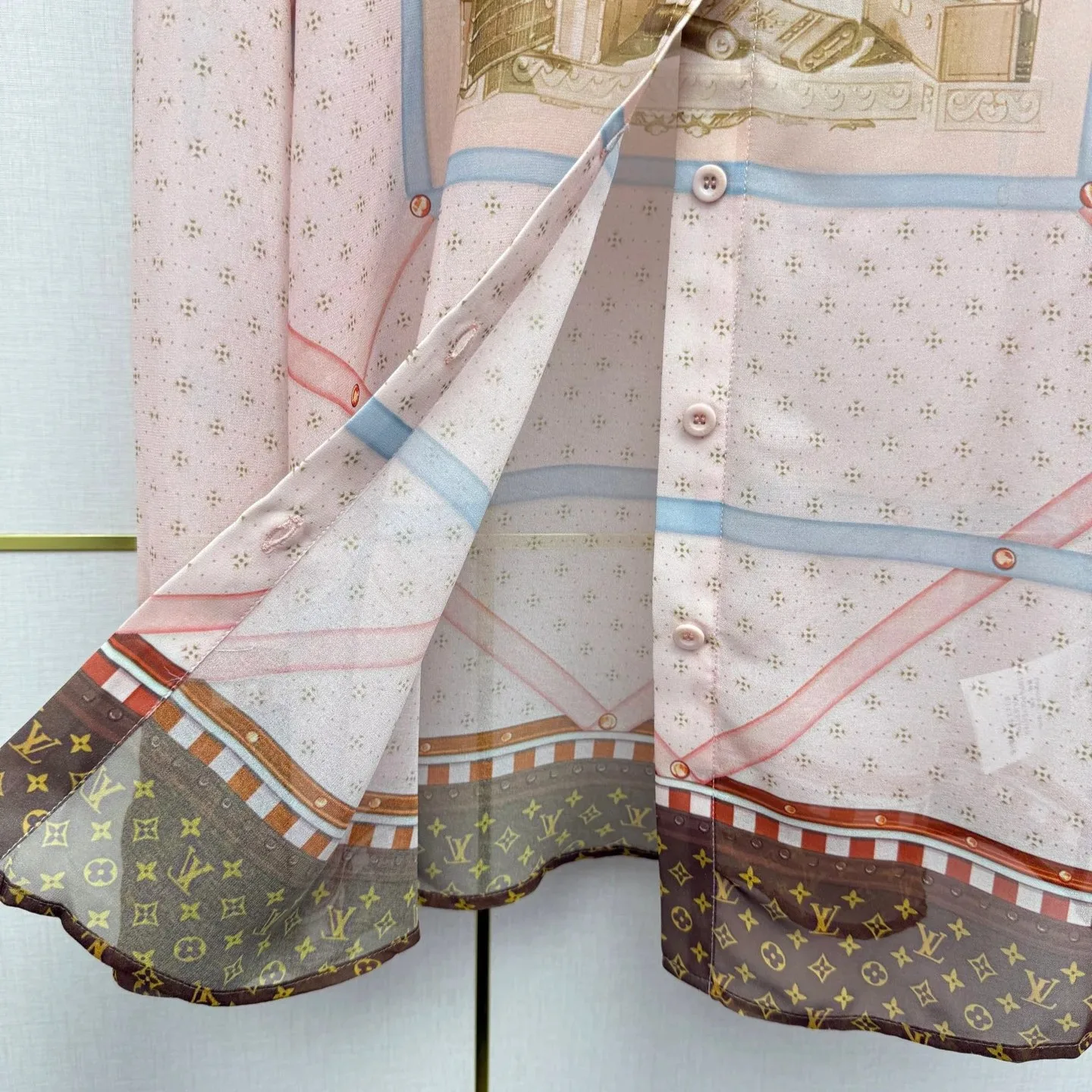 Louis Vuitton Heritage Travel Print Blouse Pink - Image 8