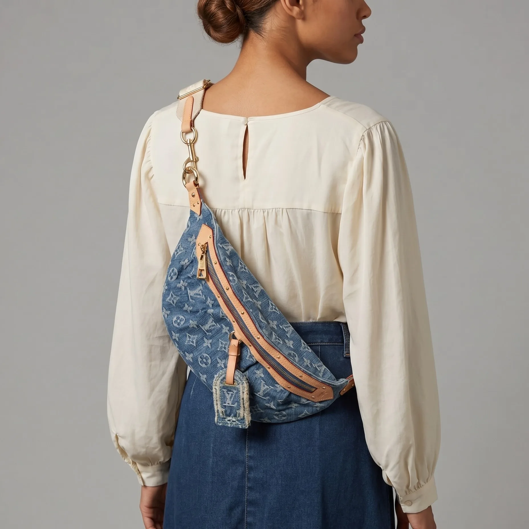 Alternative view of Louis Vuitton High Rise Blue Denim Bag - 15 Inches /