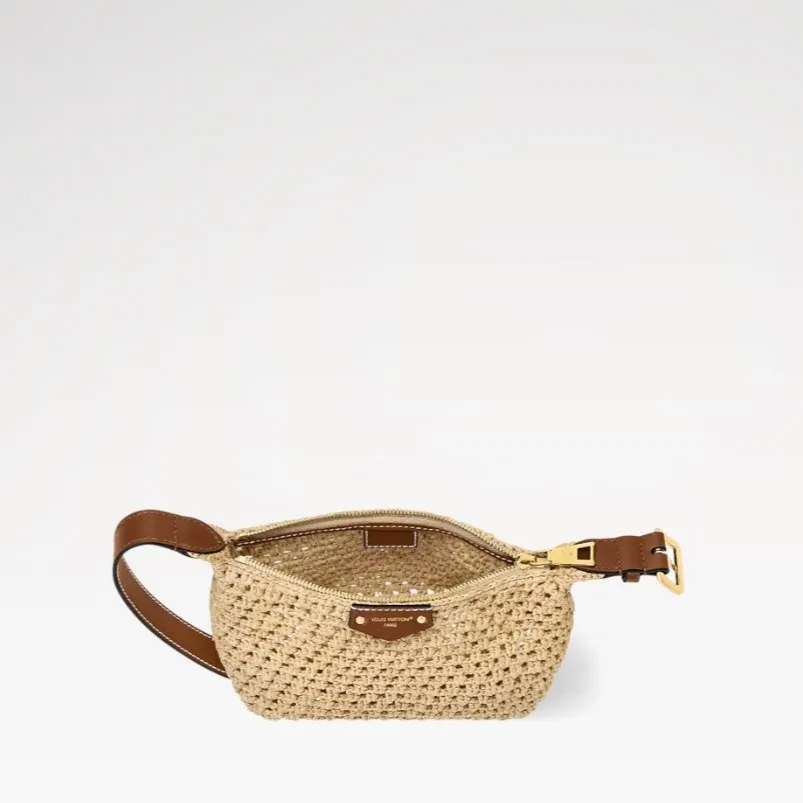 Louis Vuitton Hills Pochette Shoulder Bag / Natural Tan Raffia Gold Hardware - Image 5