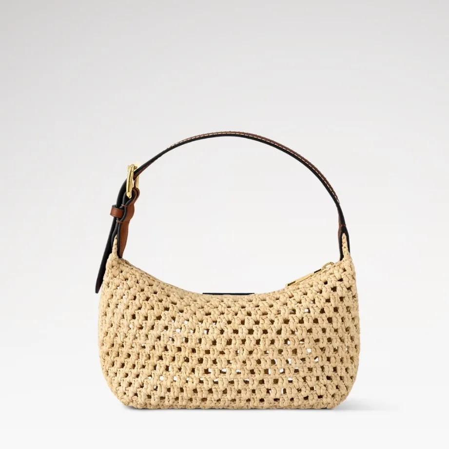 Louis Vuitton Hills Pochette Shoulder Bag / Natural Tan Raffia Gold Hardware - Image 4
