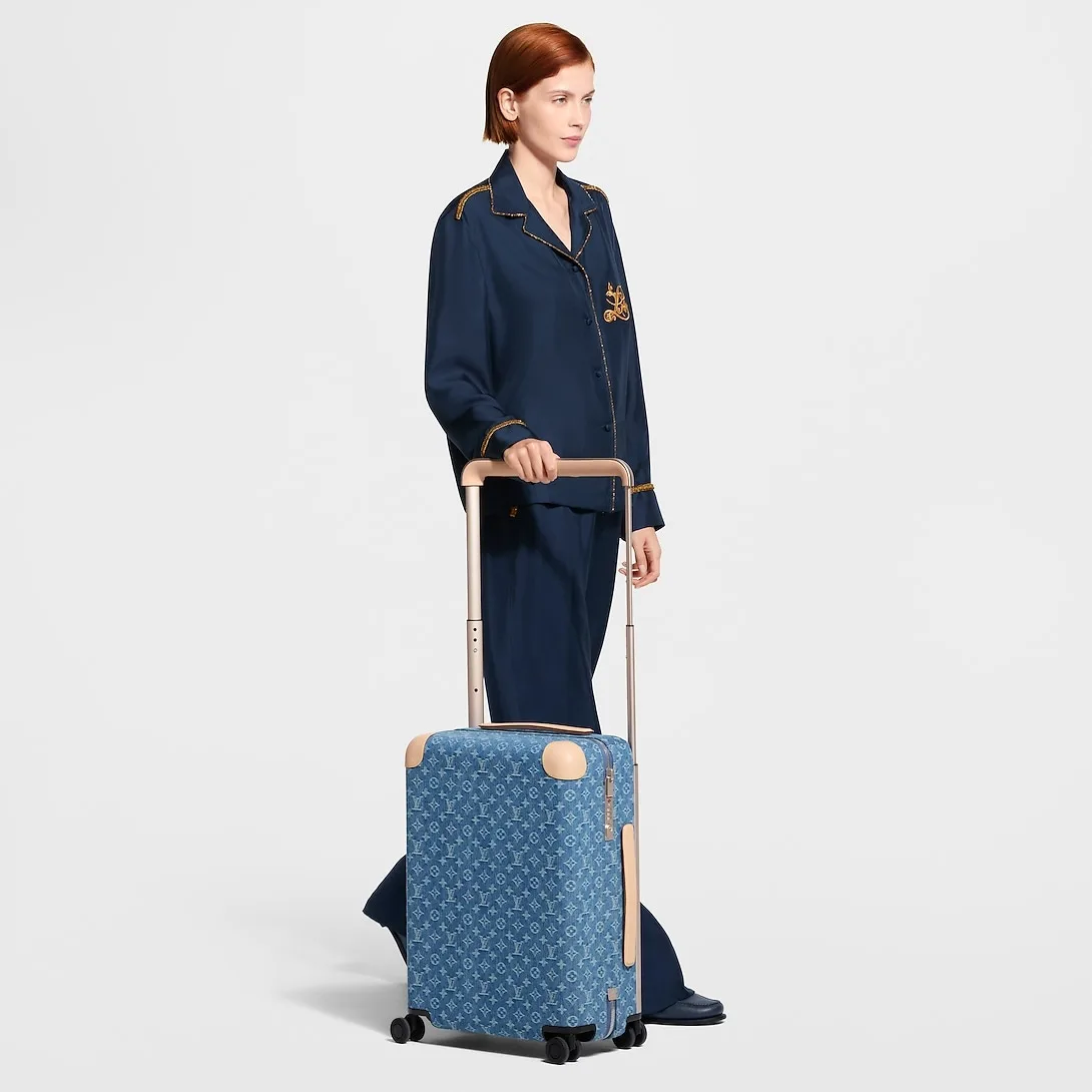 Louis Vuitton Horizon 55 Suitcase / Blue Denim Champagne Hardware - Image 3