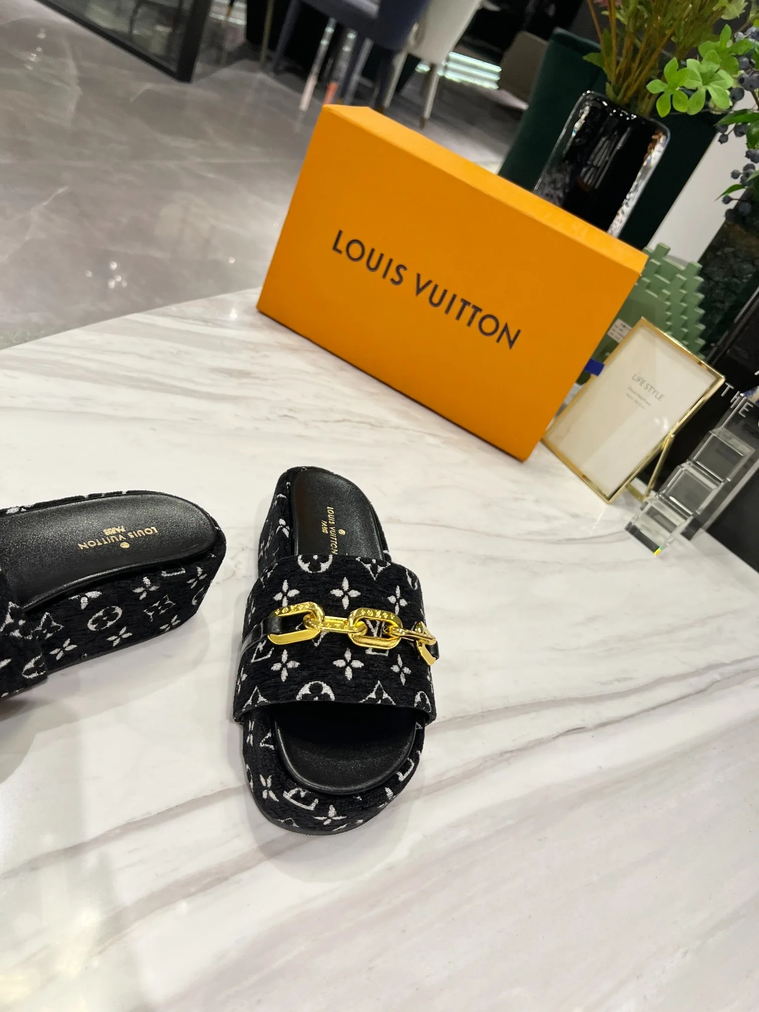 Alternative view of Louis Vuitton Jumbo Flatform Mule Black