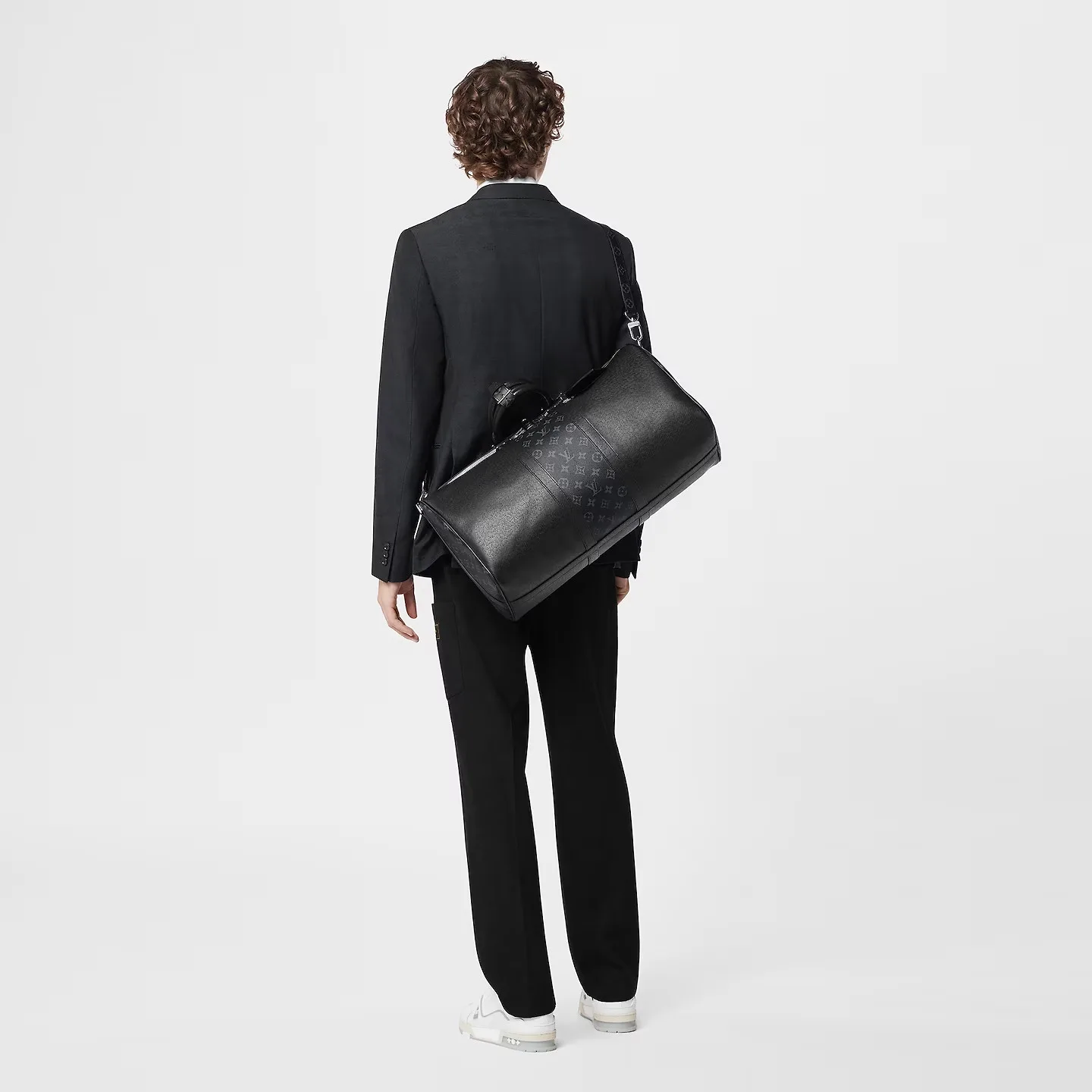 Louis Vuitton Keepall Bandouliere 25 Travel Bag / Black Silver Hardware - Image 3