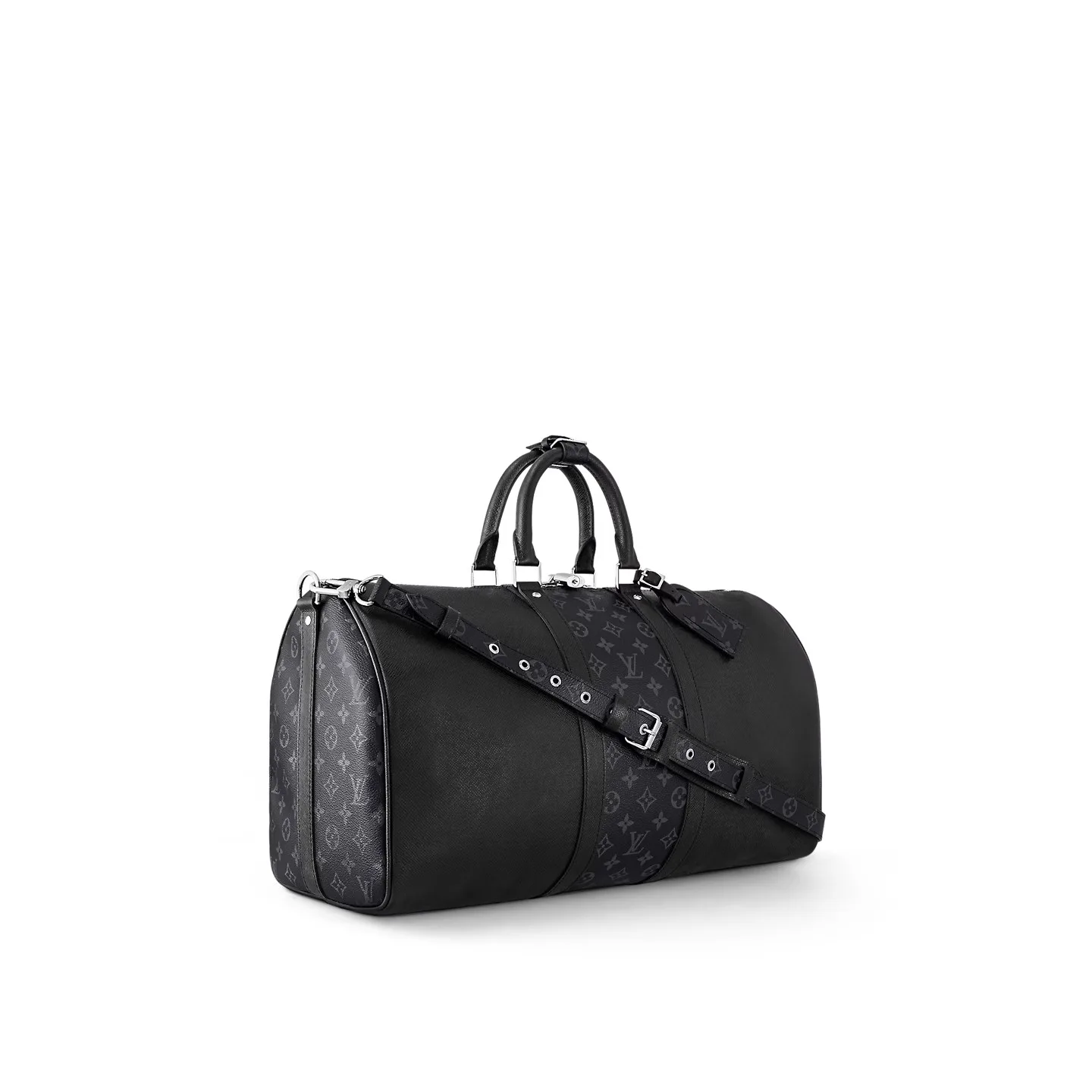 Louis Vuitton Keepall Bandouliere 25 Travel Bag / Black Silver Hardware - Image 4