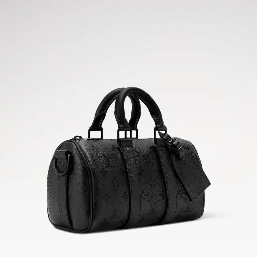 Louis Vuitton Keepall Bandouliere 25 Travel Bag / Black Monogram Midnight Black Hardware - Image 4