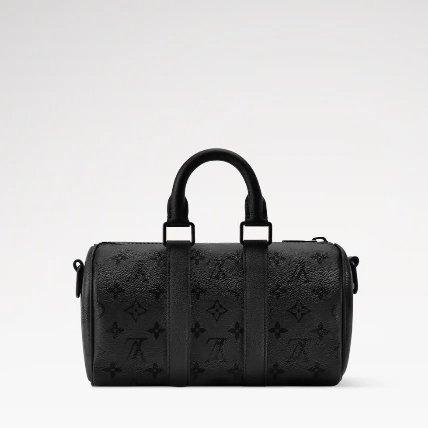 Louis Vuitton Keepall Bandouliere 25 Travel Bag / Black Monogram Midnight Black Hardware - Image 5