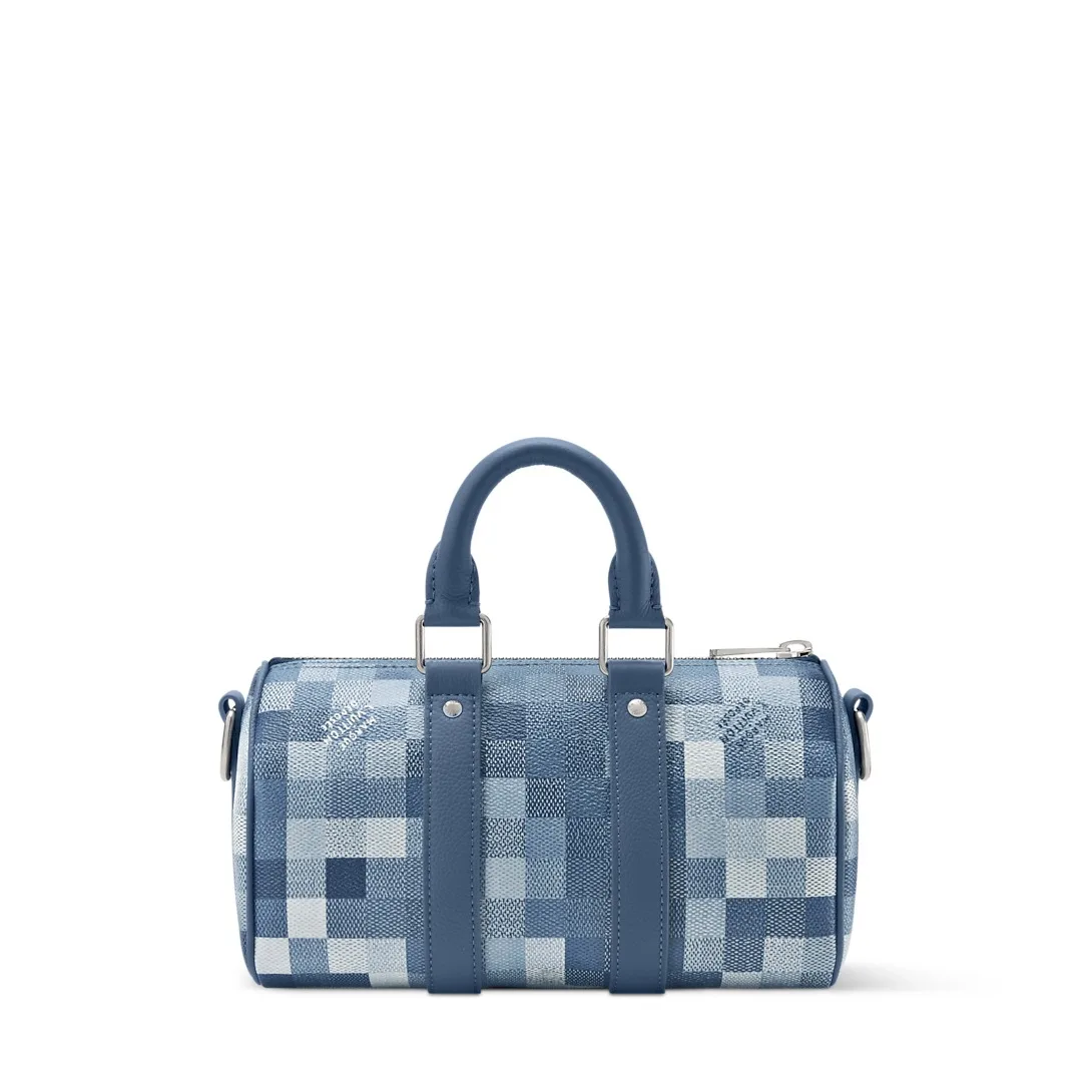 Louis Vuitton Keepall Bandouliere 25 Travel Bag / Indigo Damoflage Silver Hardware - Image 3
