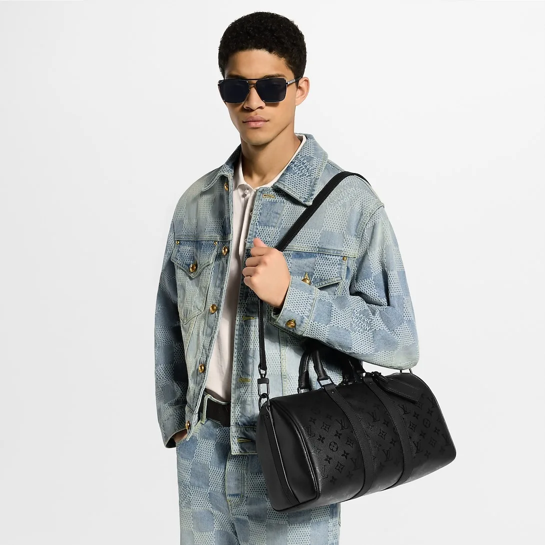 Louis Vuitton Keepall Bandouliere 35 Travel Bag / Black Monogram Midnight Black Hardware - Image 3