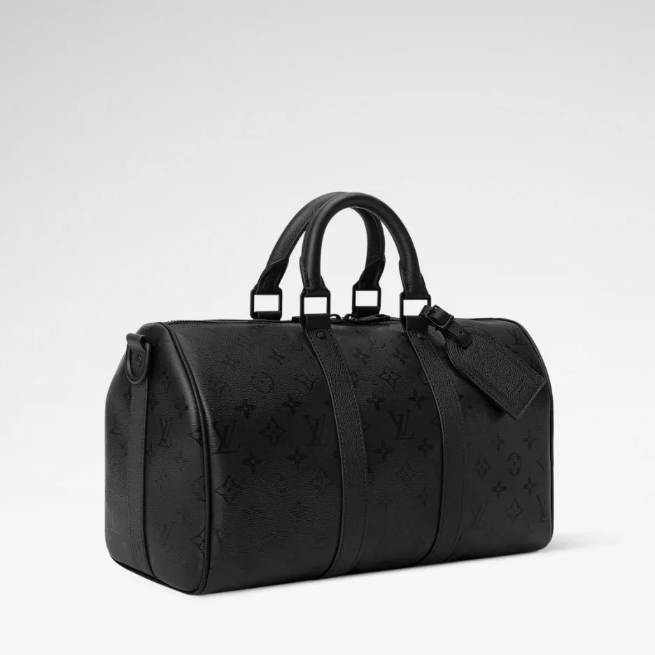 Louis Vuitton Keepall Bandouliere 35 Travel Bag / Black Monogram Midnight Black Hardware - Image 4