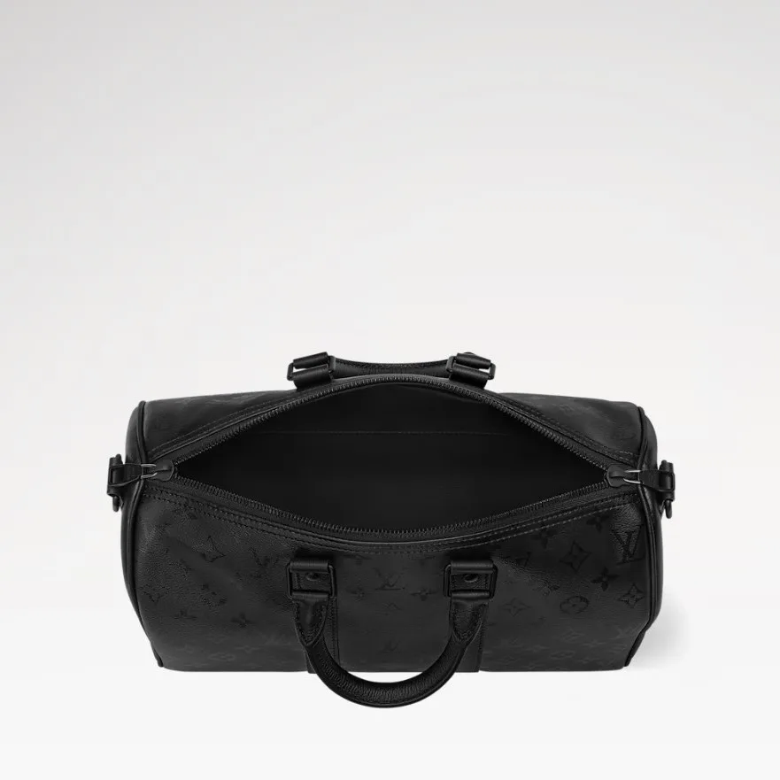 Louis Vuitton Keepall Bandouliere 35 Travel Bag / Black Monogram Midnight Black Hardware - Image 6