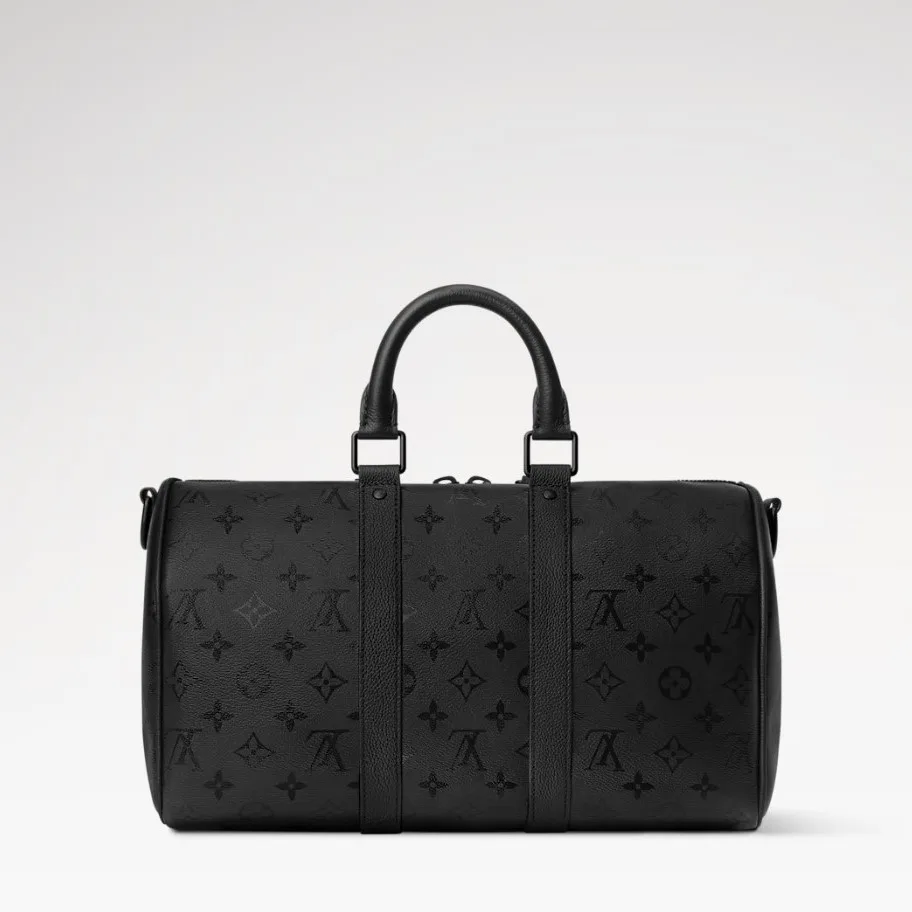 Louis Vuitton Keepall Bandouliere 35 Travel Bag / Black Monogram Midnight Black Hardware - Image 5