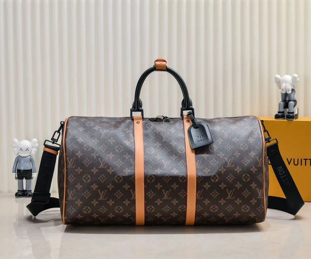 Louis Vuitton Keepall Bandouliere 45 Travel Bag / Brown Black Hardware - Image 3