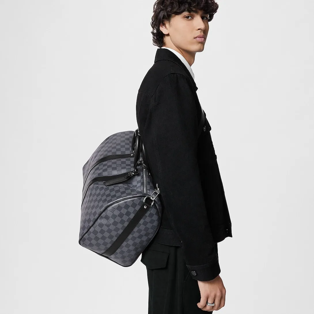 Alternative view of Louis Vuitton Keepall Bandouliere 45 Travel Bag / Black Damier Graphite Silver Hardware