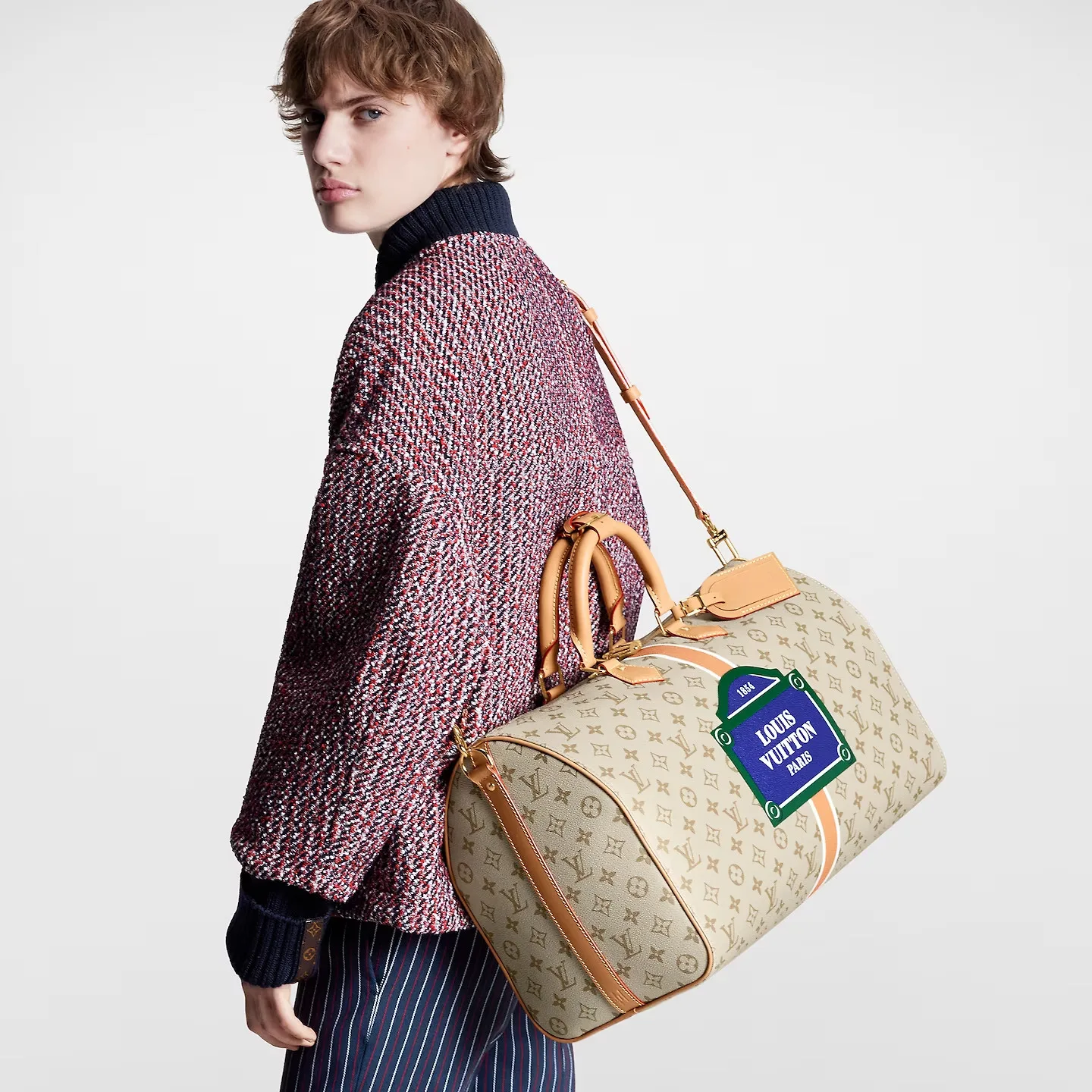 Alternative view of Louis Vuitton Keepall Bandouliere 45 Travel Bag / Beige Gold Hardware