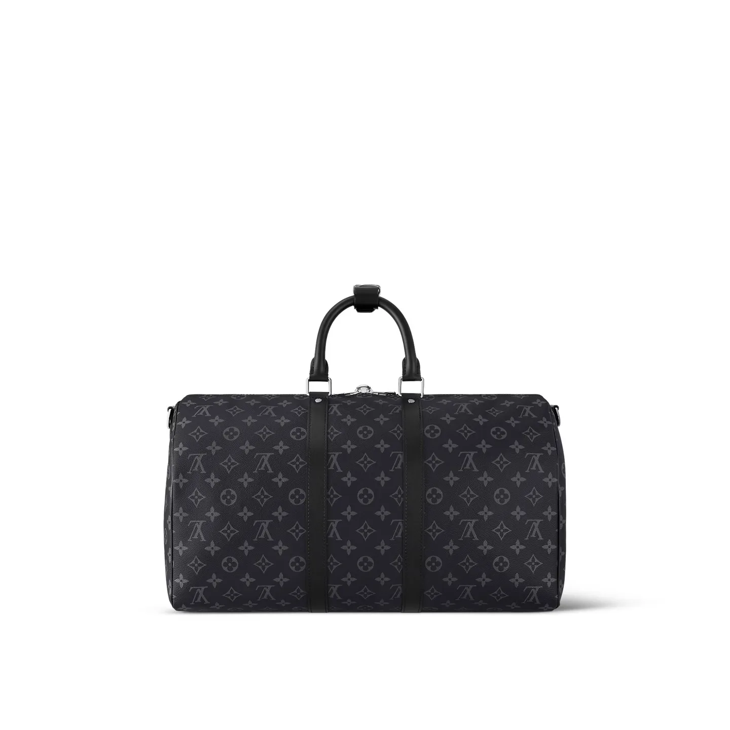 Louis Vuitton Keepall Bandouliere 45 Travel Bag / Black Monogram Eclipse Silver Hardware - Image 5