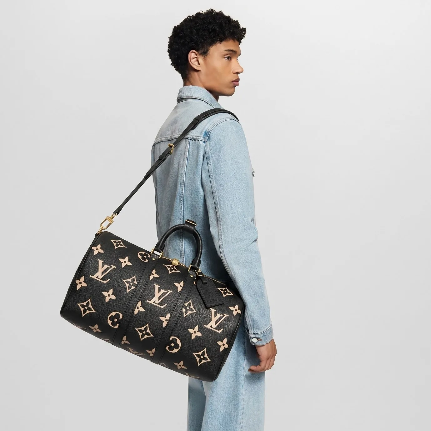 Alternative view of Louis Vuitton Keepall Bandouliere 45 Travel Bag / Black Gold Hardware