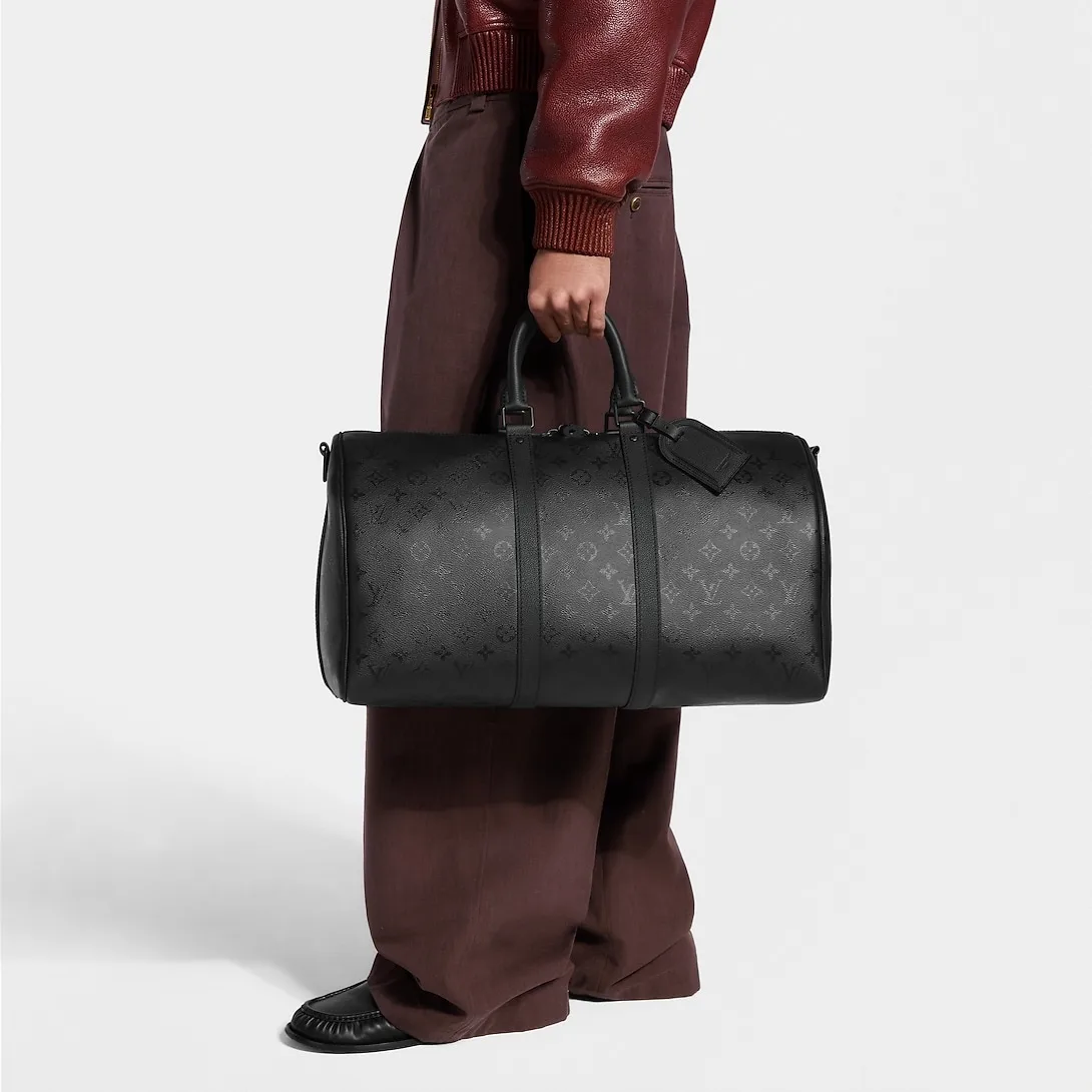 Louis Vuitton Keepall Bandouliere 45 Travel Bag / Black Monogram Midnight Black Hardware - Image 2