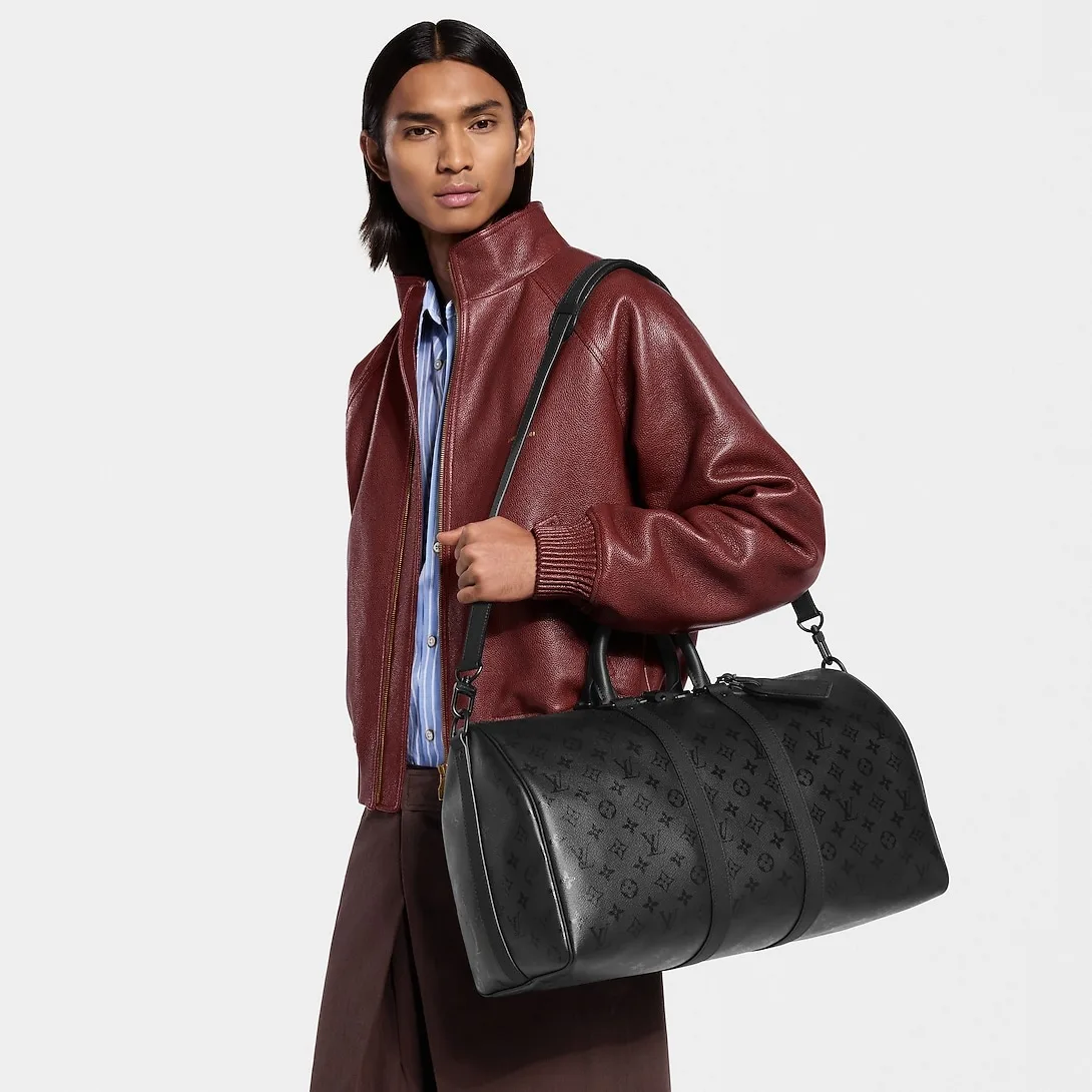 Louis Vuitton Keepall Bandouliere 45 Travel Bag / Black Monogram Midnight Black Hardware - Image 3