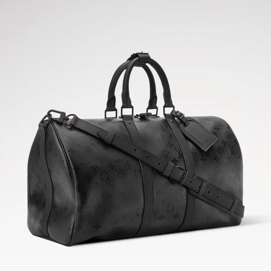 Louis Vuitton Keepall Bandouliere 45 Travel Bag / Black Monogram Midnight Black Hardware - Image 4