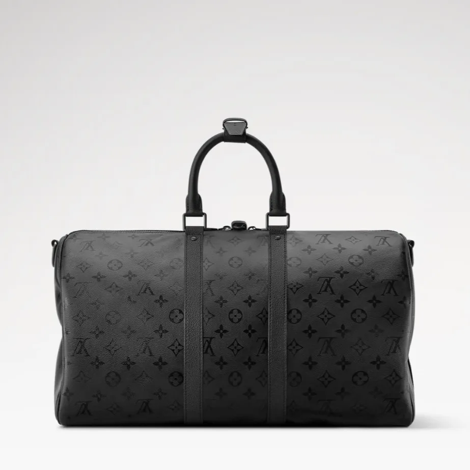 Louis Vuitton Keepall Bandouliere 45 Travel Bag / Black Monogram Midnight Black Hardware - Image 6