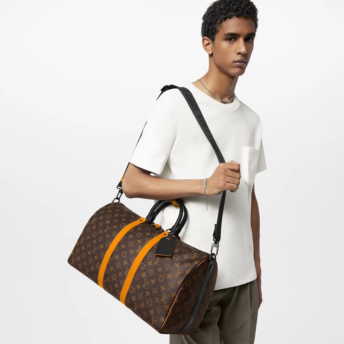 Alternative view of Louis Vuitton Keepall Bandouliere 45 Travel Bag / Brown Black Hardware