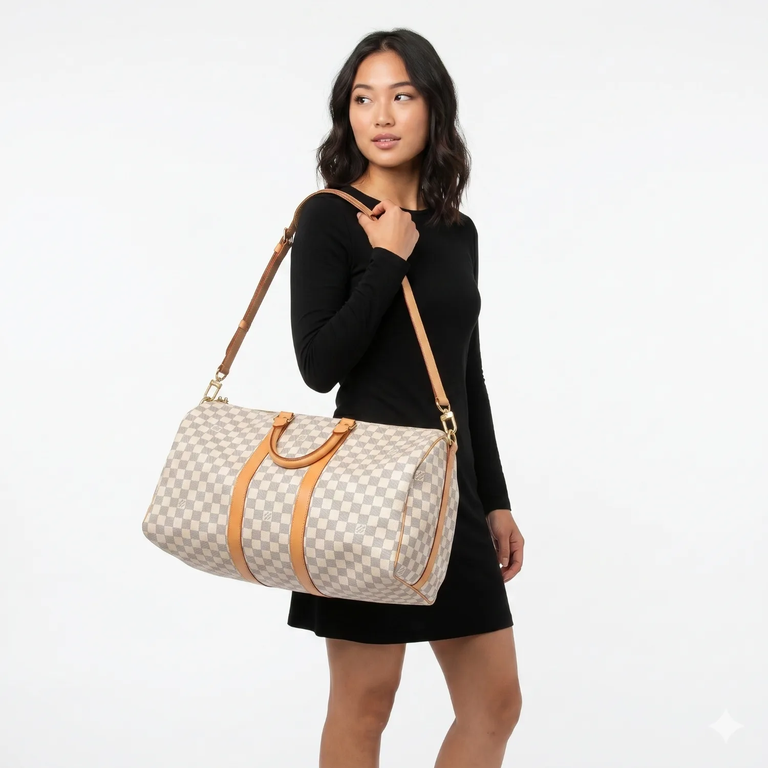 Louis Vuitton Keepall Bandouliere 45 Travel Bag / Damier Azur Gold Hardware - Image 2