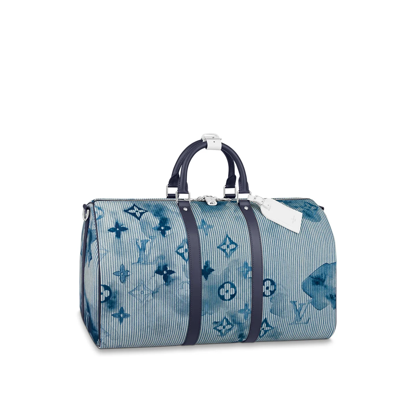 Louis Vuitton Keepall Bandouliere 50 Travel Bag / Blue Silver Hardware - Image 3