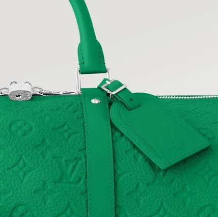 Louis Vuitton Keepall Bandouliere 50 Travel Bag / Green Silver Hardware - Image 5